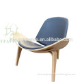 Replica Style Black Leather Skin Shell Chair CH07 Lounge Chair